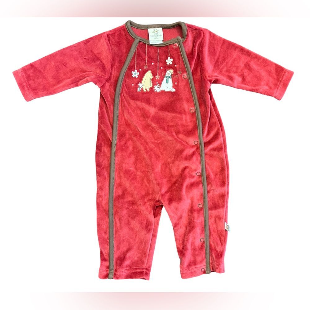 NWOT Embroidered Classic Winnie the Pooh Velour Romper Size 3-6 Months